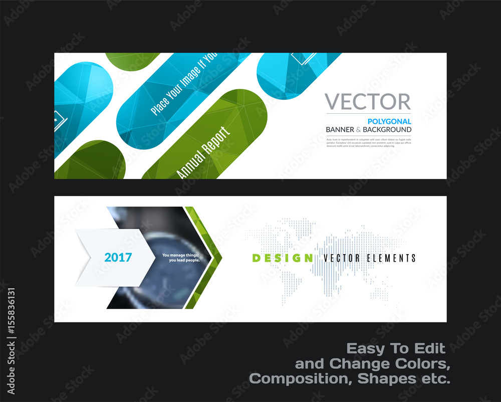 Abstract vector set of modern horizontal website banners with co