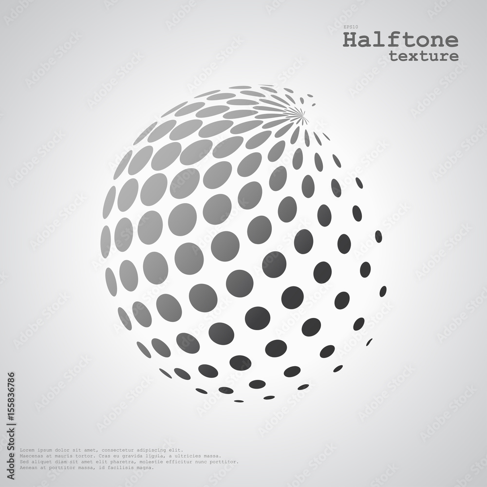 Abstract halftone sphere in grayscale color Abstract halftone sphere in grayscale color