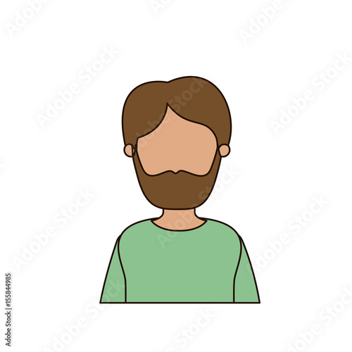 colorful caricature faceless front view half body man bearded vector illustration