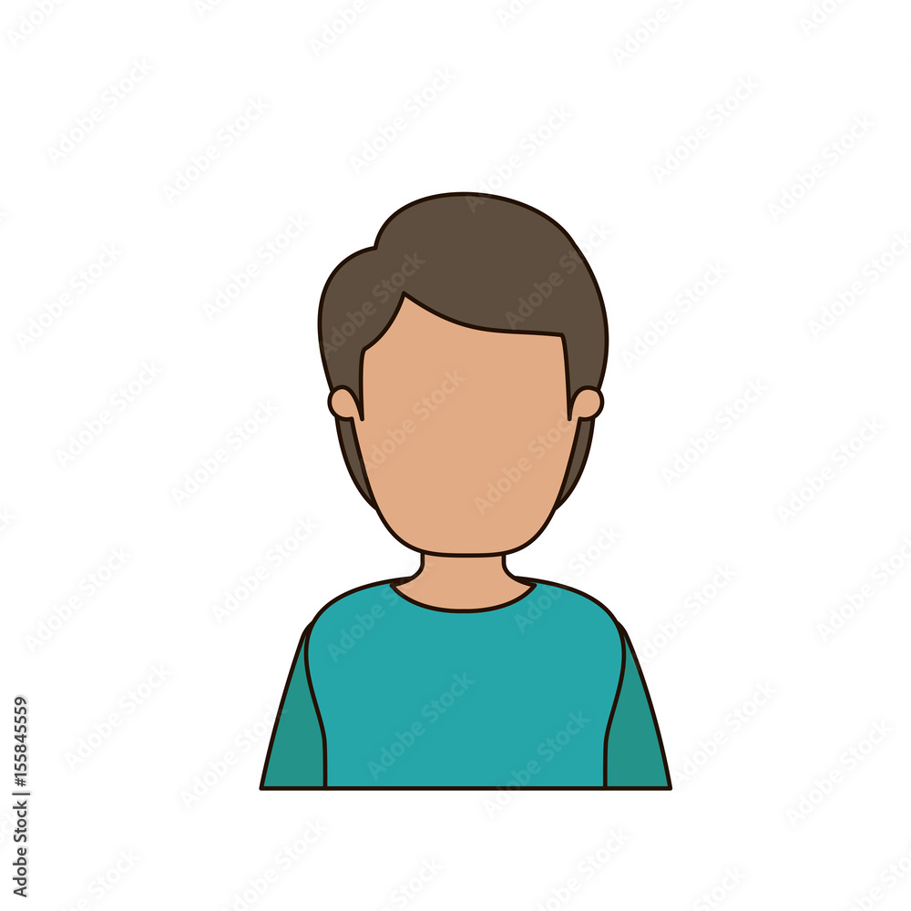 colorful caricature faceless front view half body young man with hairstyle vector illustration colorful caricature faceless front view half body young man with hairstyle vector illustration