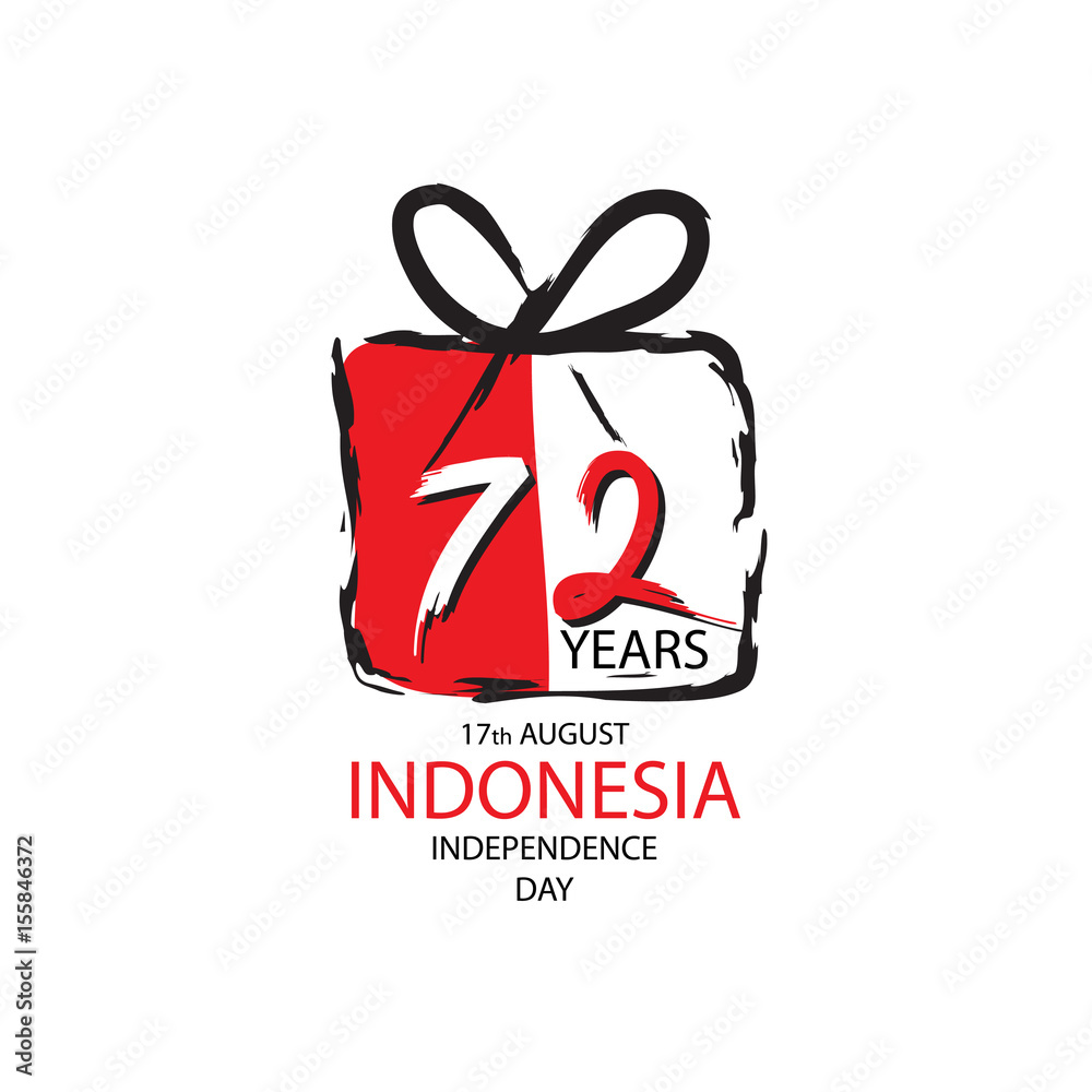 72 Years Indonesian Independence day logo Concept with gift box.