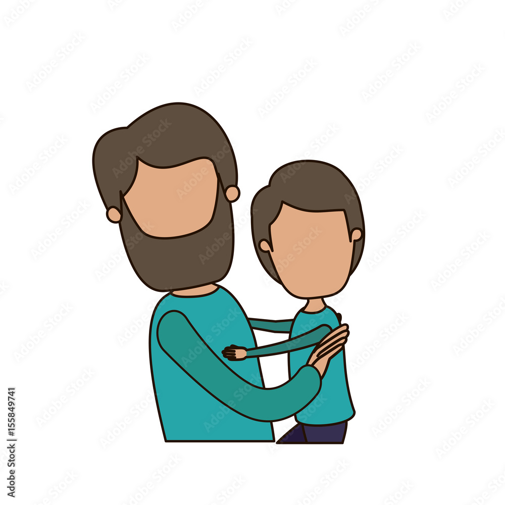 colorful caricature faceless side view half body bearded man carrying a child vector illustration colorful caricature faceless side view half body bearded man carrying a child vector illustration