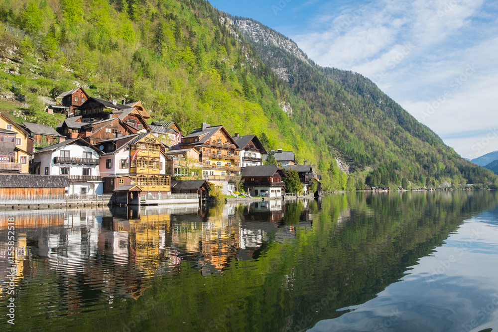 Naklejka premium village and lake