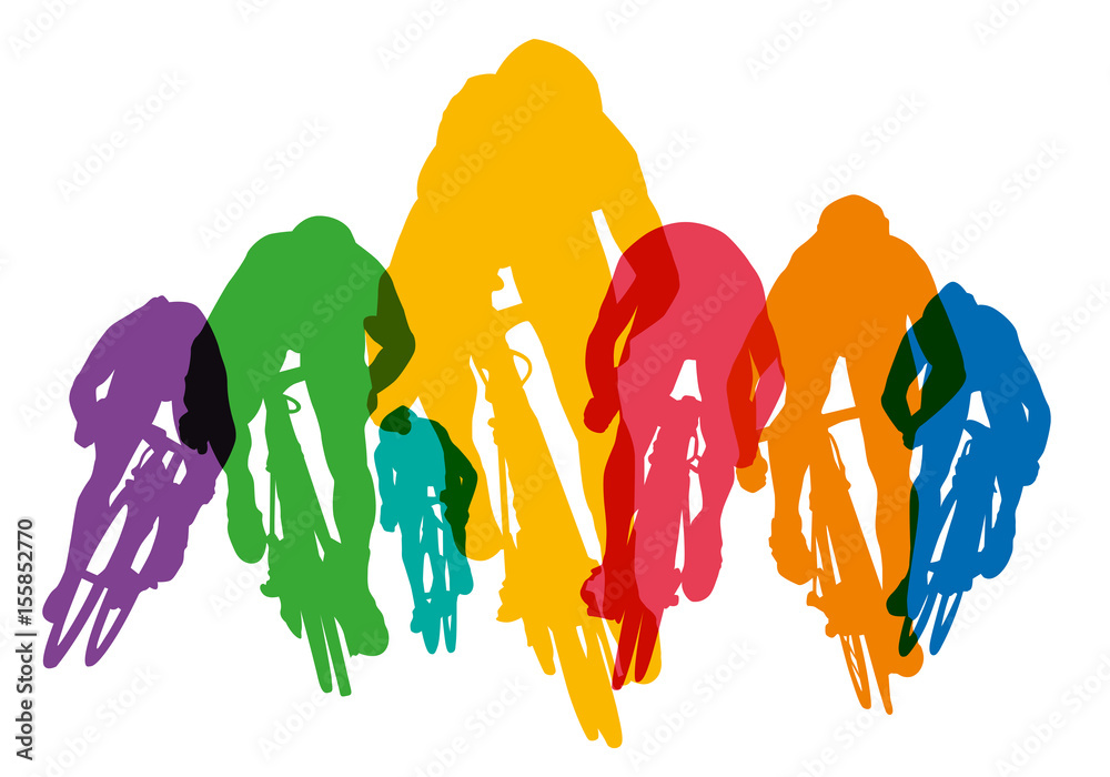 Fototapeta premium cyclisme - sprint - course, silhouette - vainqueur -coureur - cycliste - compétition
