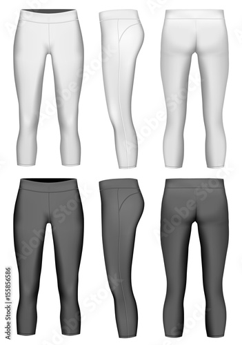 Women's compression leggings black and white variants. Vector
