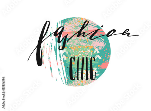 Hand drawn vector template card with handwritten lettering phase