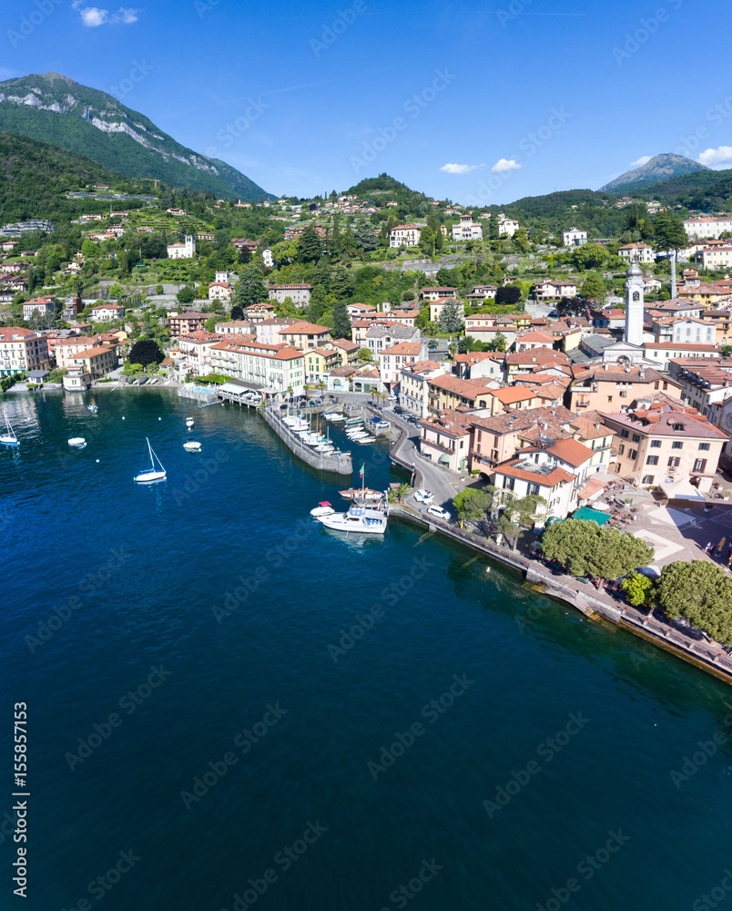 Aerial view on Como lake - Village of Menaggio