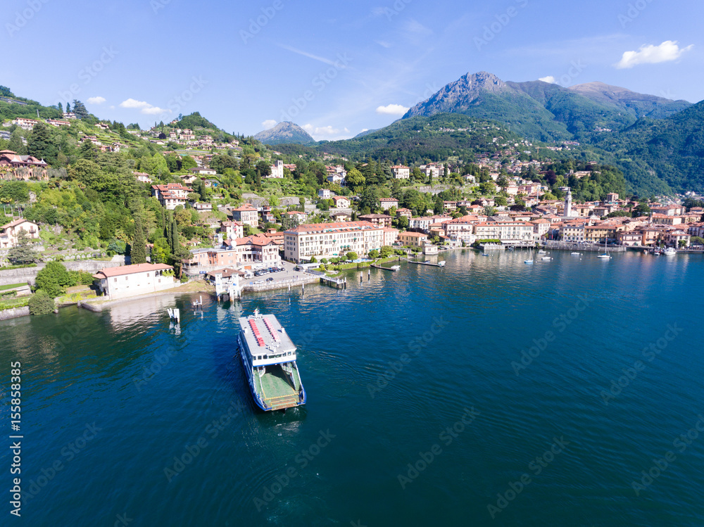 Menaggio - Ferry boat in a port - Como lake in Italy