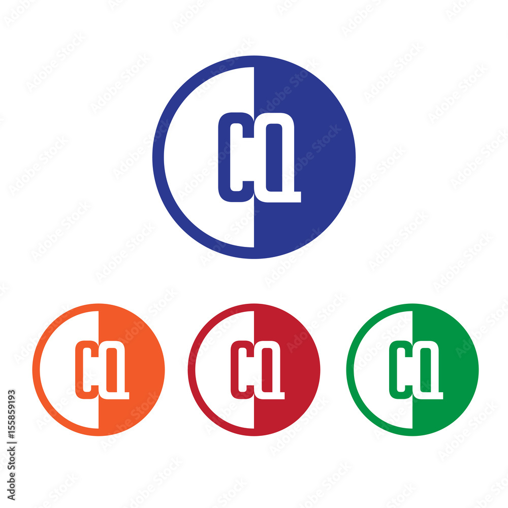 CQ initial circle half logo blue,red,orange and green color CQ initial circle half logo blue,red,orange and green color