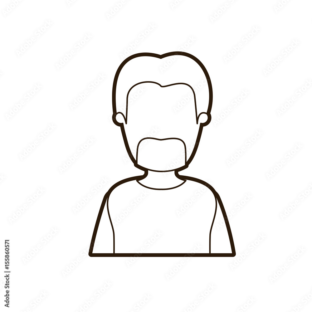 black thick contour caricature faceless half body bearded man with coat vector illustration black thick contour caricature faceless half body bearded man with coat vector illustration
