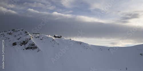 Ski resort on snow covered mountain,  Kicking Horse Mountain Resort, Golden, British Columbia, Canada photo