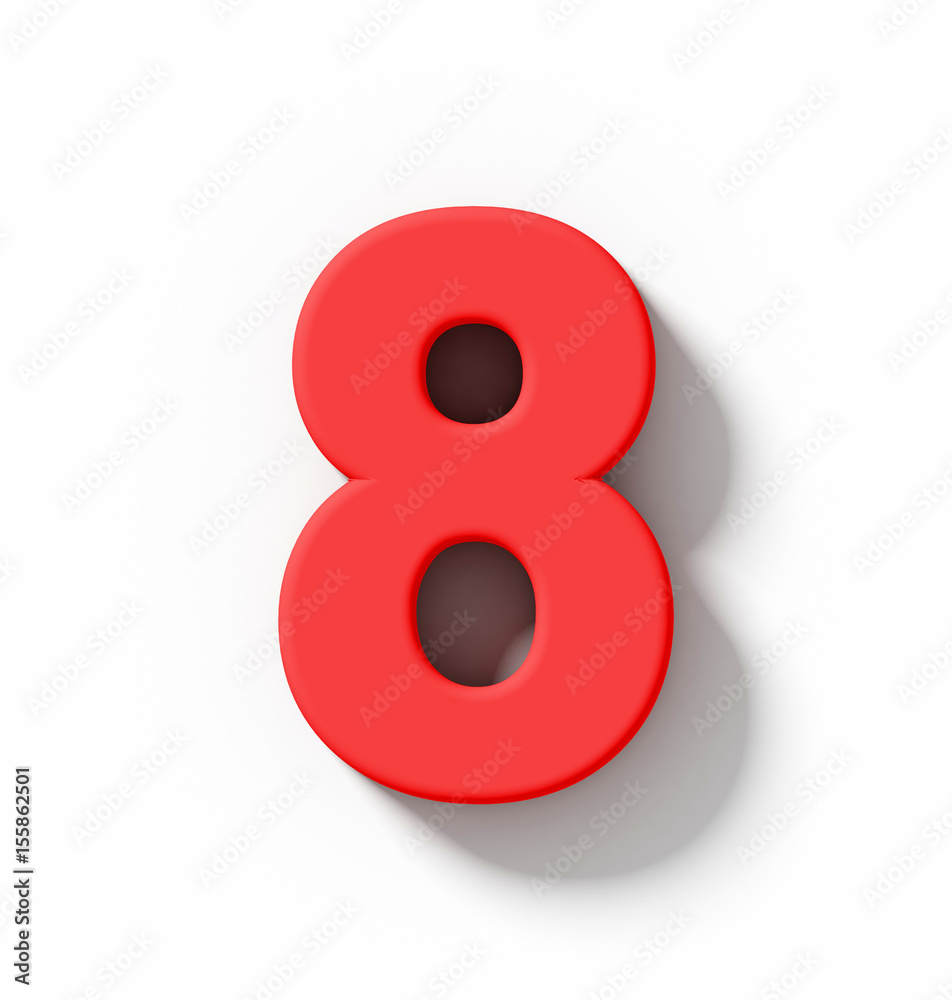 number 8 3D red isolated on white with shadow - orthogonal projection number 8 3D red isolated on white with shadow - orthogonal projection