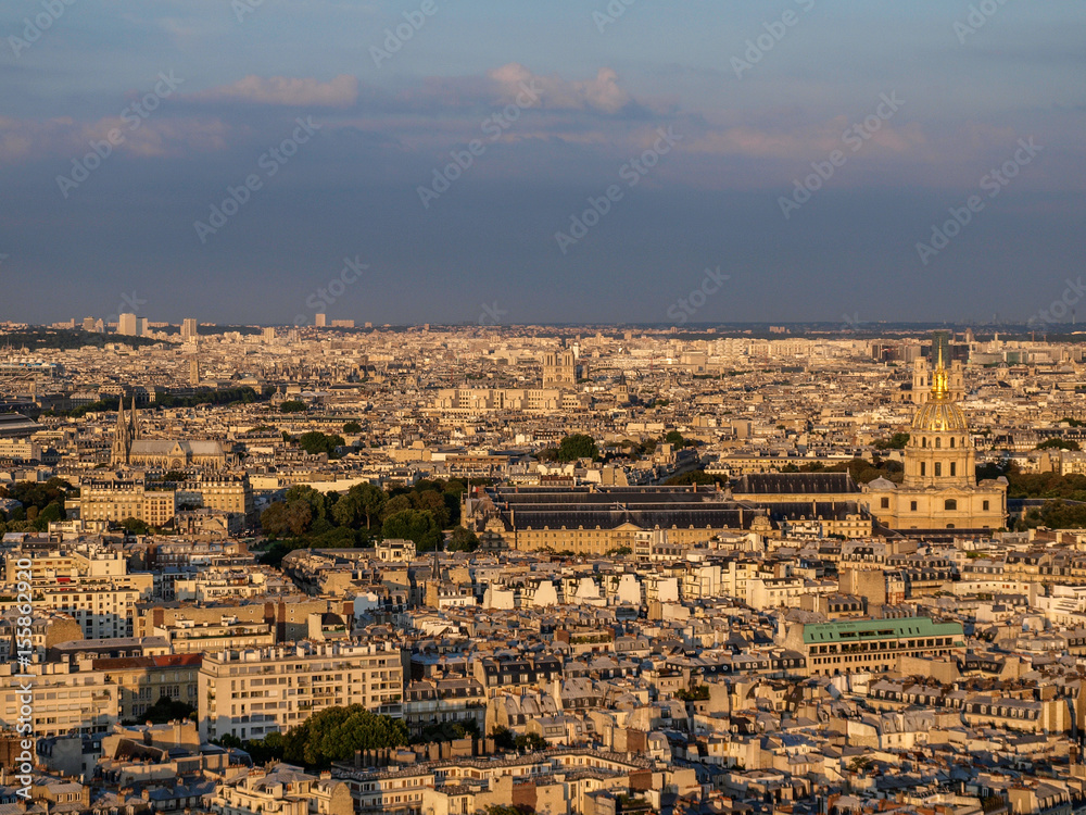 Landscape of Paris from the top of Eiffel Tower, Paris, with Les Invalides Landscape of Paris from the top of Eiffel Tower, Paris, with Les Invalides