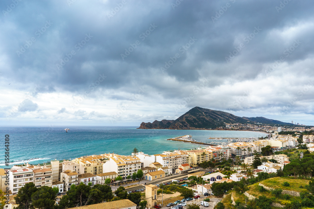 General view of Altea's coast with Montgo mountain, Spain