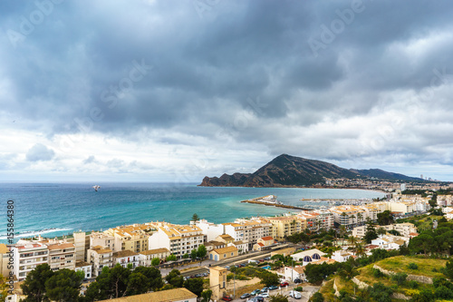General view of Altea's coast with Montgo mountain, Spain