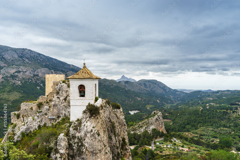 Landscape of Guadalest, Alicante, Spain, with the bell and the castle