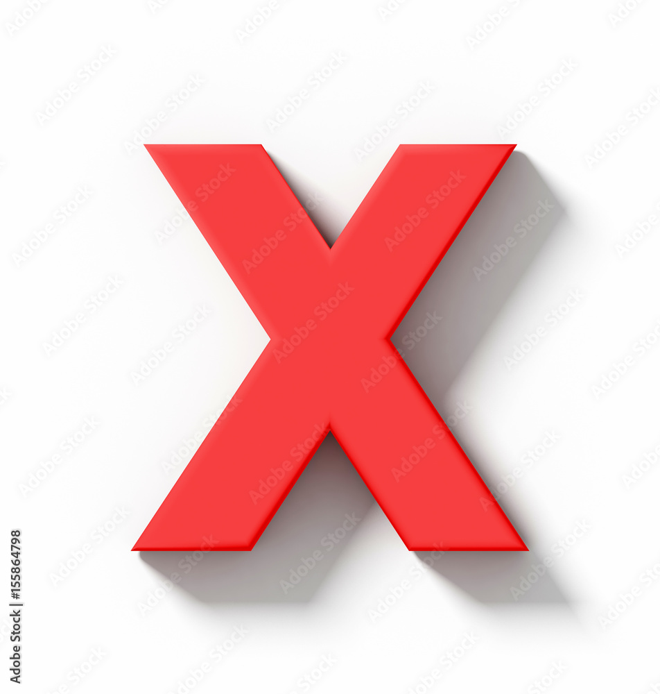 letter X 3D red isolated on white with shadow - orthogonal projection letter X 3D red isolated on white with shadow - orthogonal projection