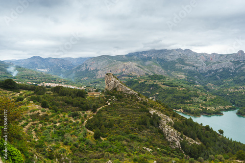 Landscape from the balcony of Guadalest in a cloudy day, Spain
