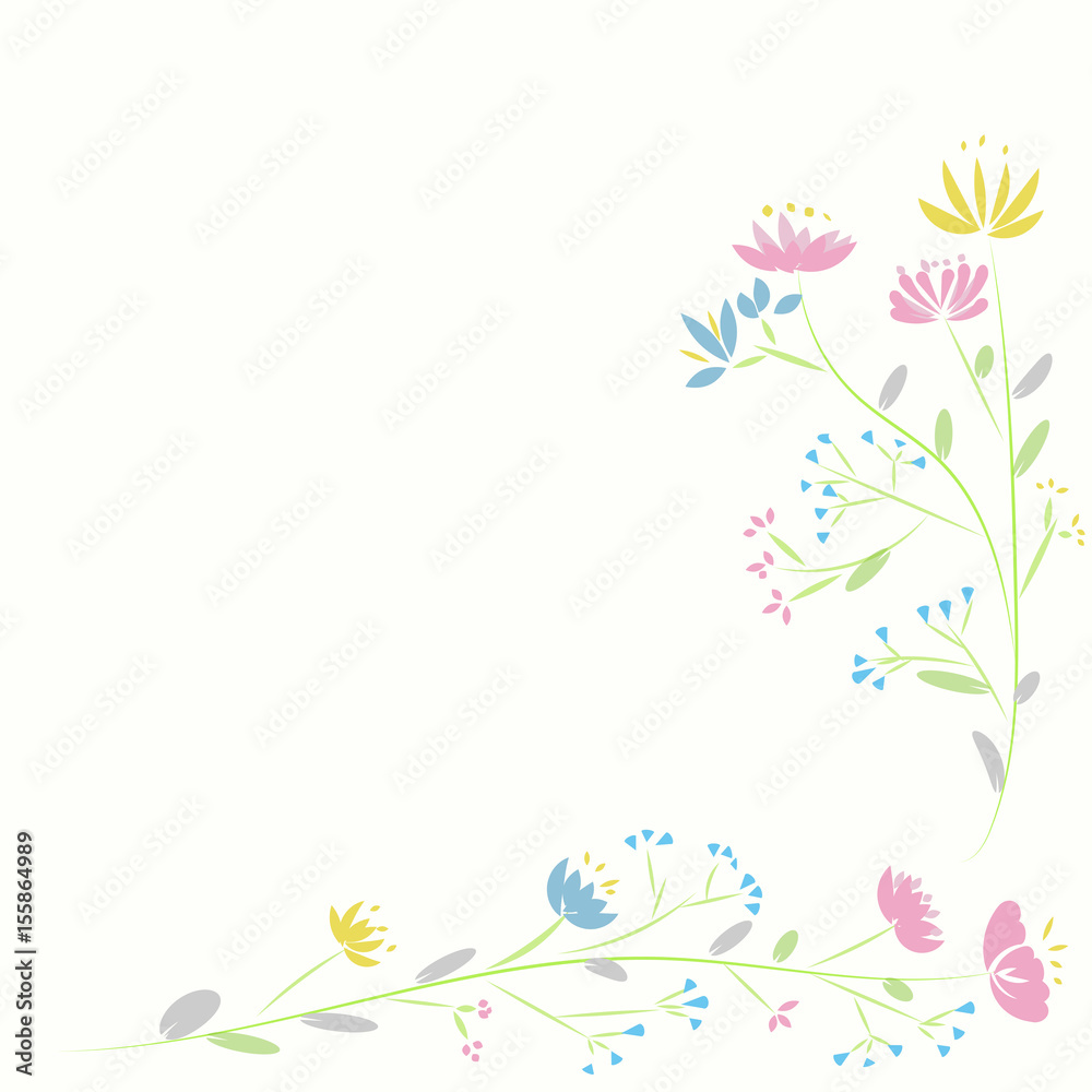 frame of vector ping blue flower nature pattern on white background frame of vector ping blue flower nature pattern on white background