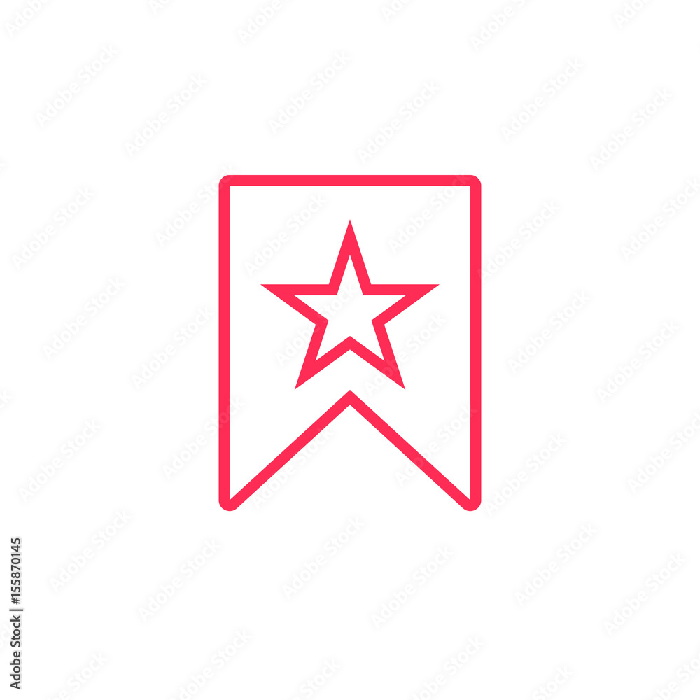 Bookmark with star line icon, outline vector logo illustration, linear pictogram isolated on white Bookmark with star line icon, outline vector logo illustration, linear pictogram isolated on white