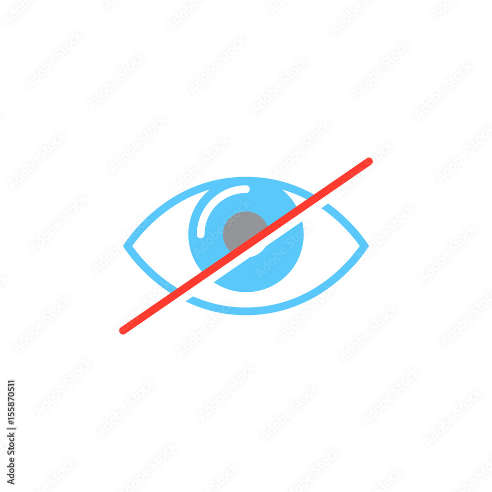 Hide icon vector, strikeout eye solid logo illustration, colorful pictogram isolated on white Hide icon vector, strikeout eye solid logo illustration, colorful pictogram isolated on white