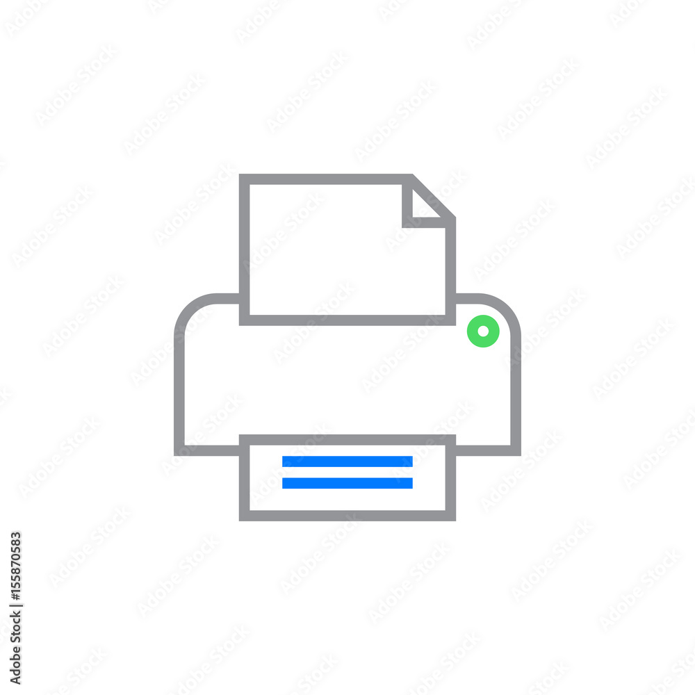 Printer line icon, outline vector logo illustration, linear pictogram isolated on white Printer line icon, outline vector logo illustration, linear pictogram isolated on white