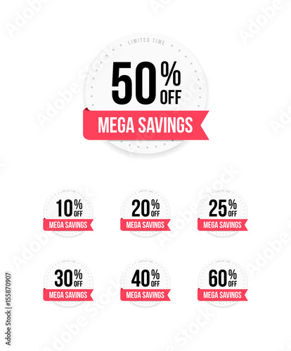 Mega Savings % Off Labels