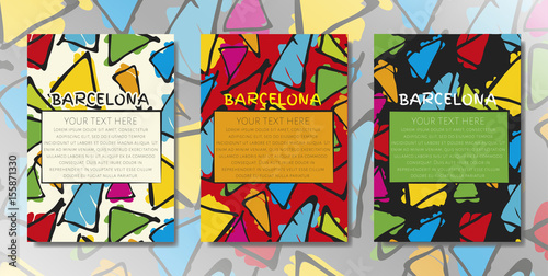 Minimal covers design. A4 with Barcelona, gaudi triangle pattern. Eps10 vector.