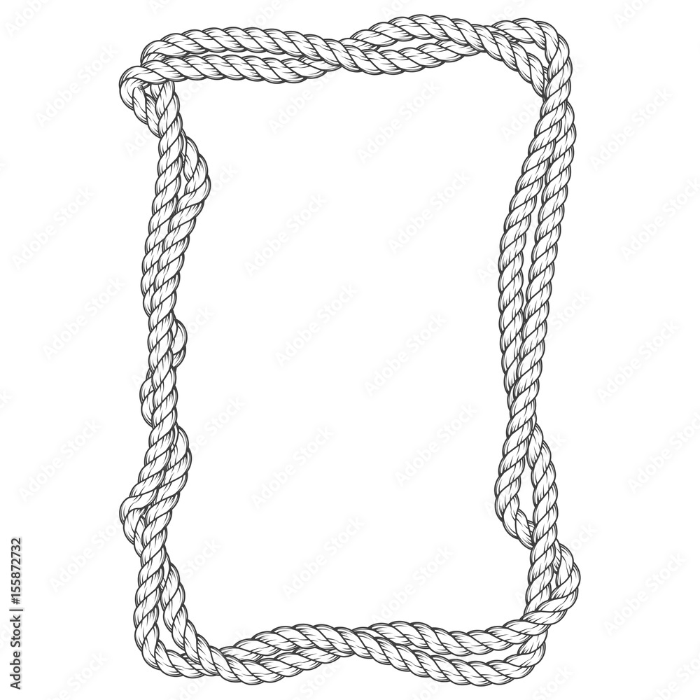 Twisted rope frame - two interlaced ropes square border Stock Vector