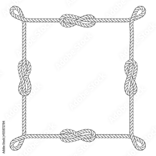 Square rope frame with knots and loops