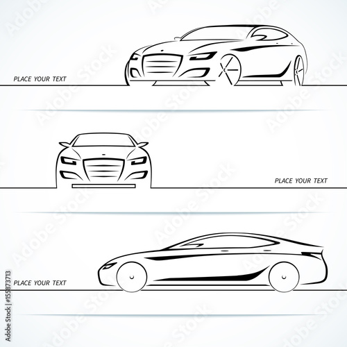 Set of modern car silhouettes. Vector illustration