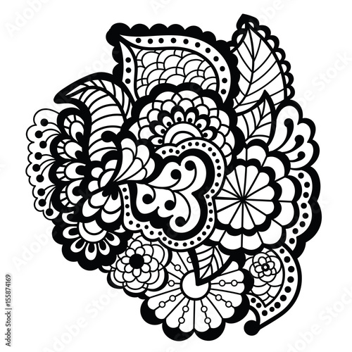 Foto Mehndi design. Floral pattern.