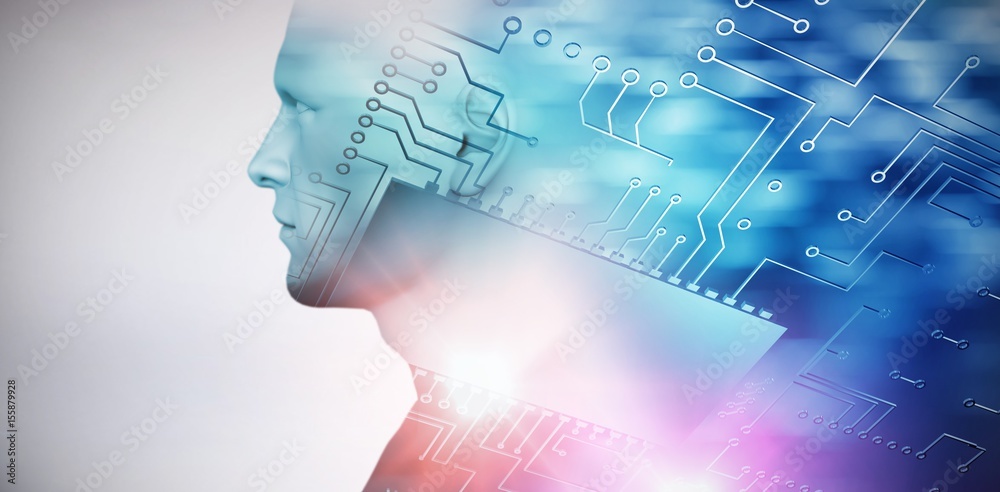 Composite image of circuit board against white background Composite image of circuit board against white background