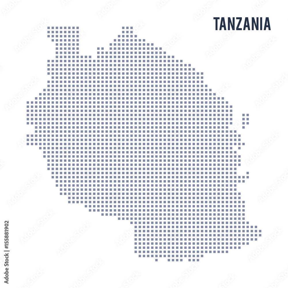 Vector pixel map of Tanzania isolated on white background
