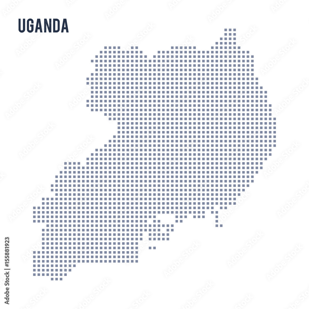 Vector pixel map of Uganda isolated on white background