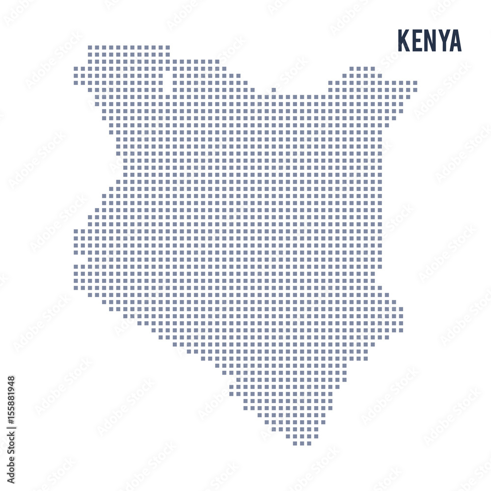 Vector pixel map of Kenya isolated on white background