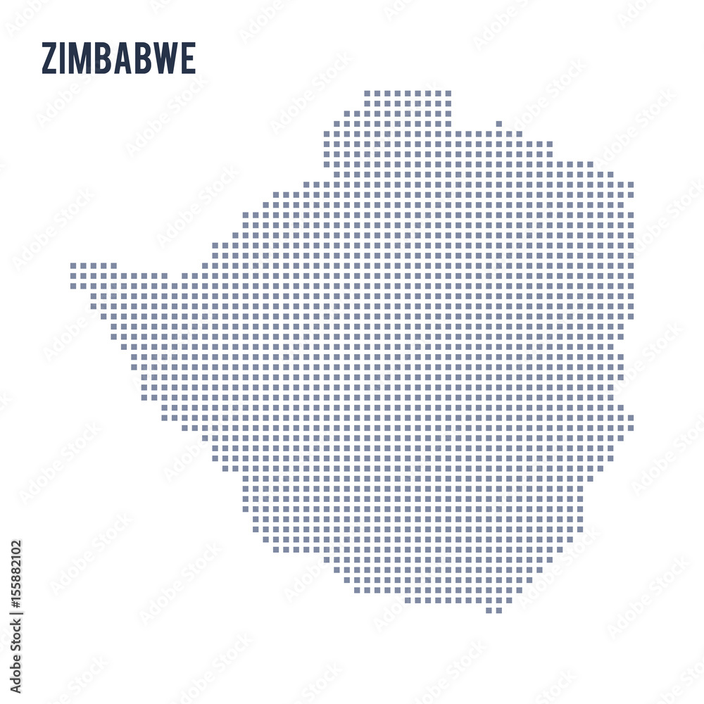 Vector pixel map of Zimbabwe isolated on white background