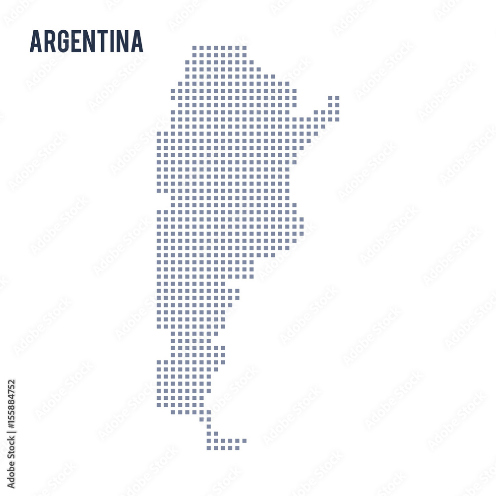 Vector pixel map of Argentina isolated on white background