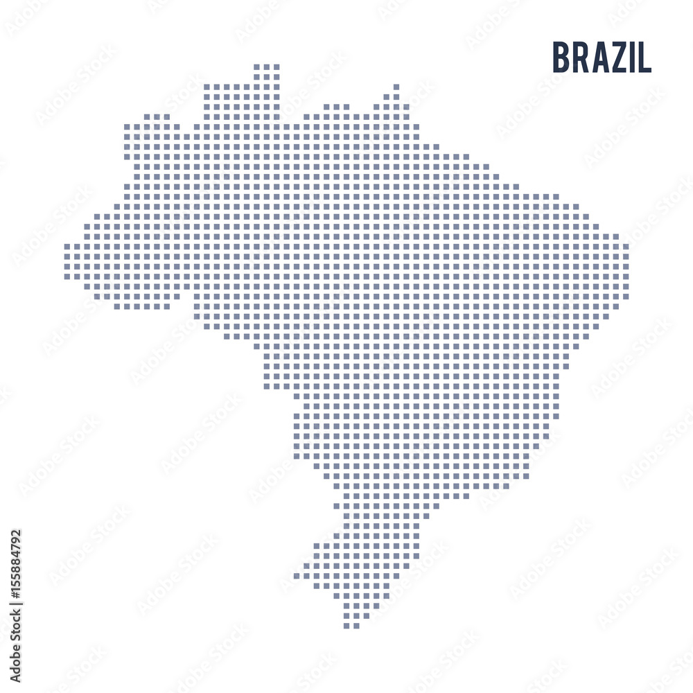 Vector pixel map of Brazil isolated on white background