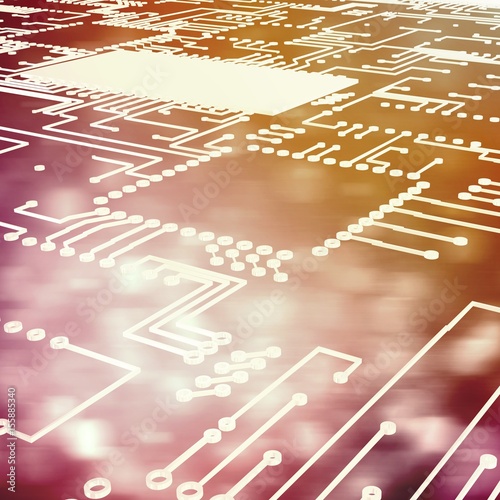 Composite image of circuit board on white background