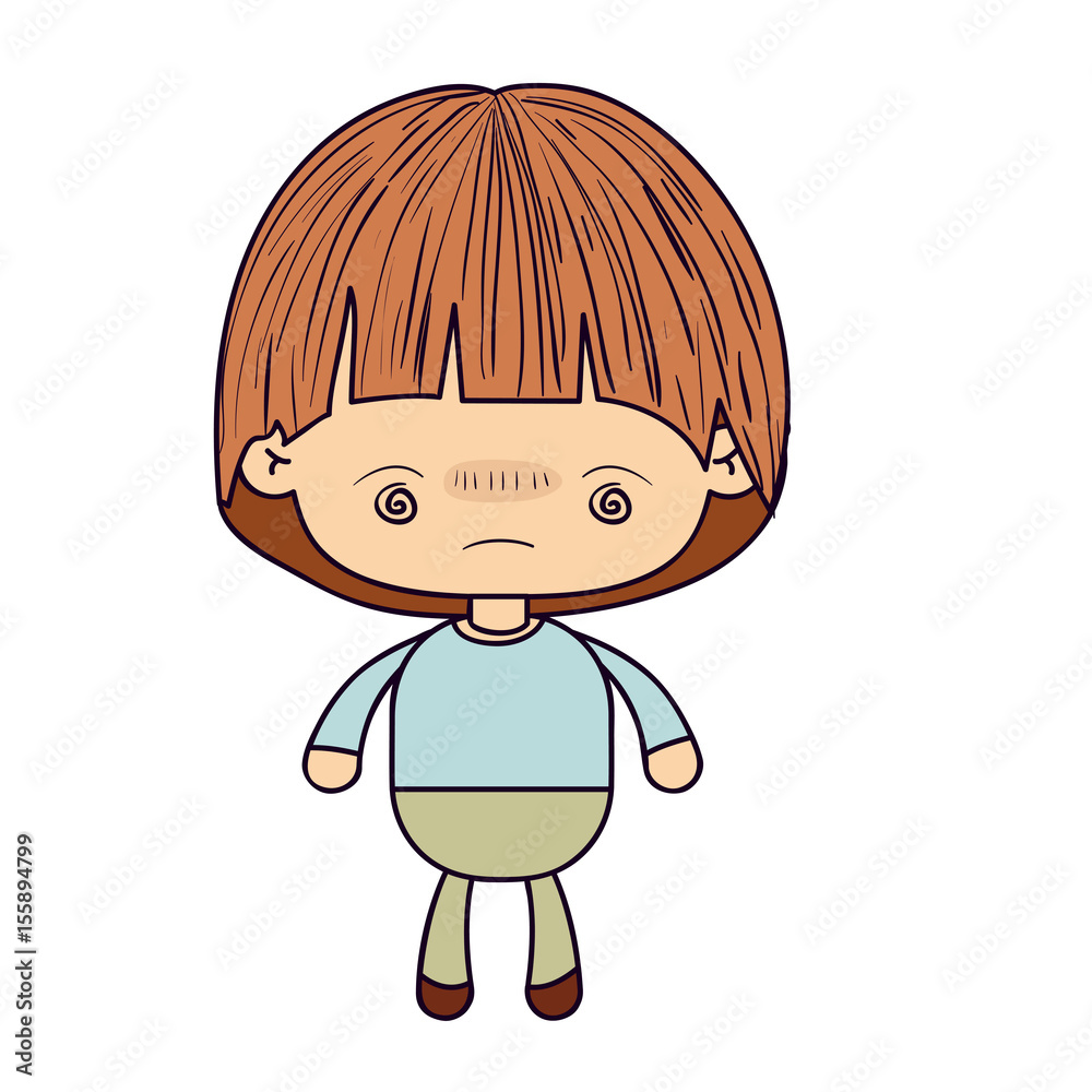 colorful silhouette of kawaii little boy with facial expression bored vector illustration colorful silhouette of kawaii little boy with facial expression bored vector illustration