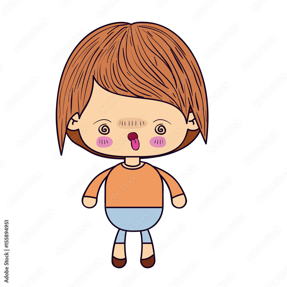 colorful silhouette of kawaii little boy with facial expression furious vector illustration