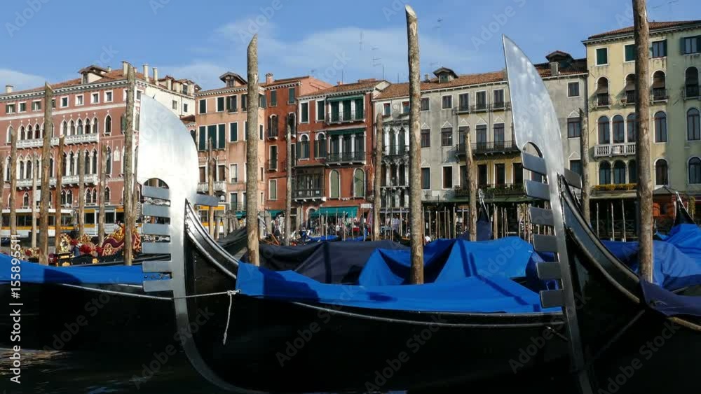 Port of taxi gondola in Grand Canal, Venice in Italy Port of taxi gondola in Grand Canal, Venice in Italy