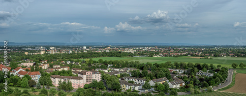 Blick über Worms am Rhein vom Dach des Klinikums in Herrnsheim