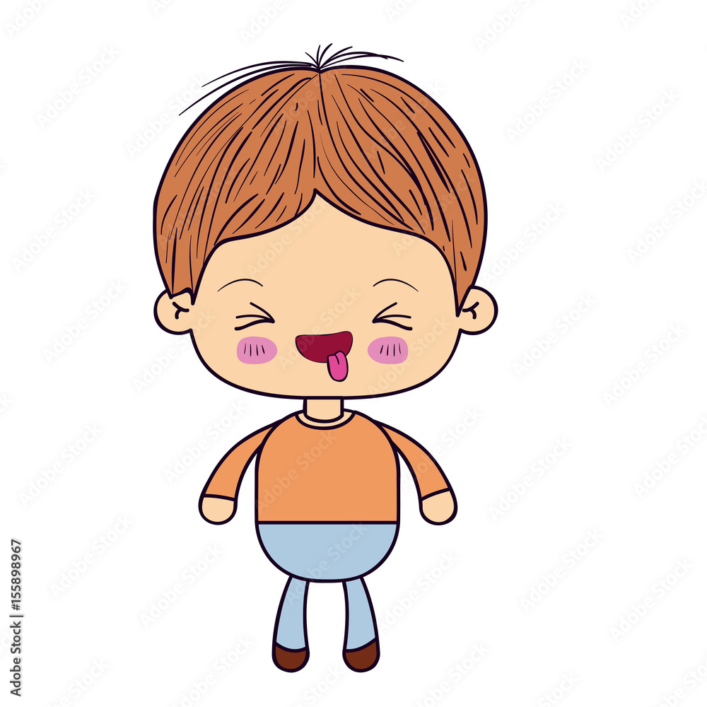 colorful silhouette of kawaii little boy with facial expression funny with closed eyes vector illustration colorful silhouette of kawaii little boy with facial expression funny with closed eyes vector illustration