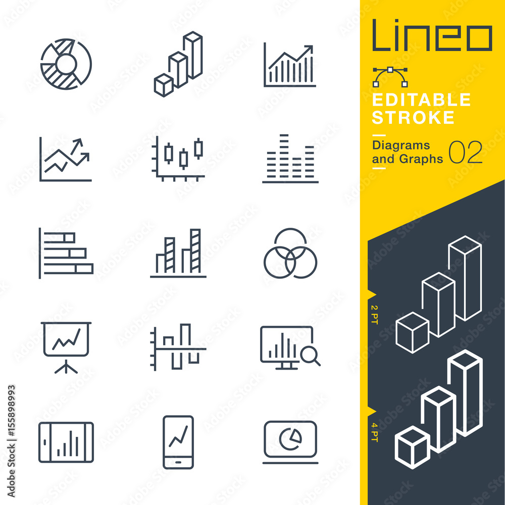 Lineo Editable Stroke - Diagrams and Graphs line icons
Vector Icons - Adjust stroke weight - Expand to any size - Change to any colour