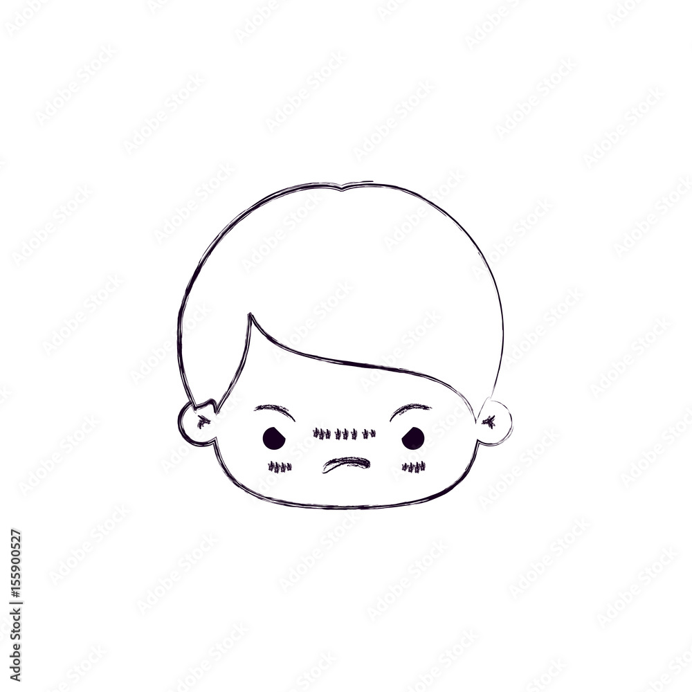 monochrome blurred silhouette of facial expression angry kawaii little boy vector illustration monochrome blurred silhouette of facial expression angry kawaii little boy vector illustration