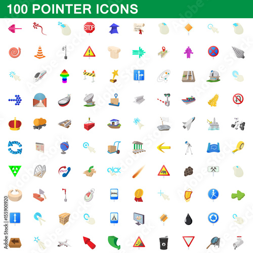 100 pointer icons set  cartoon style