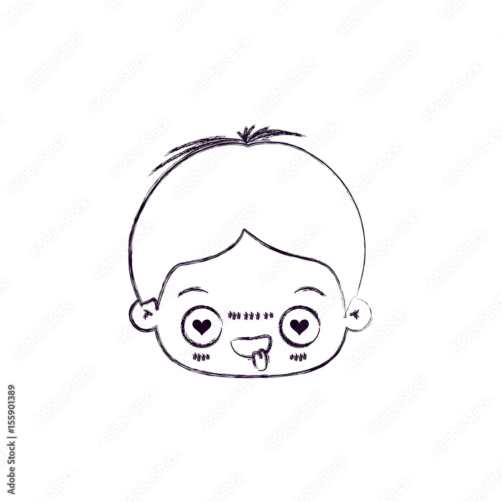 monochrome blurred silhouette of facial expression enamored kawaii little boy vector illustration monochrome blurred silhouette of facial expression enamored kawaii little boy vector illustration