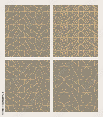 Set seamless patterns of Muslim tracery. Vector pattern for design cover, business card, flyer, invitation card, brochure.